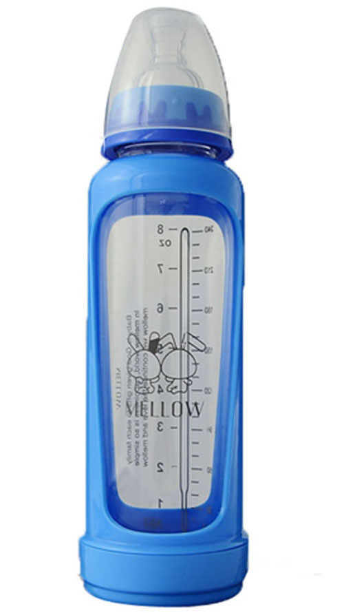 美啦美啦帶刻度藍(lán)色奶瓶