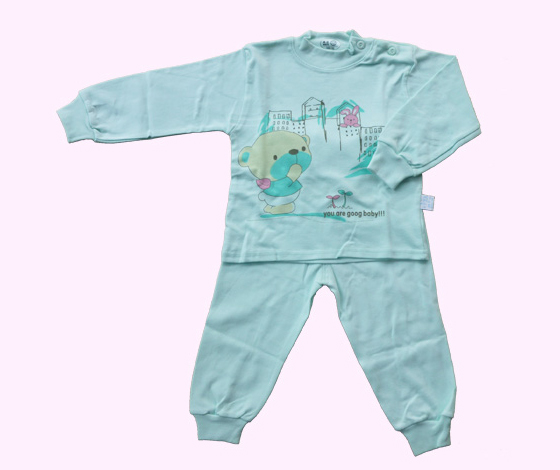 F01肩扣套裝嬰幼服(青)