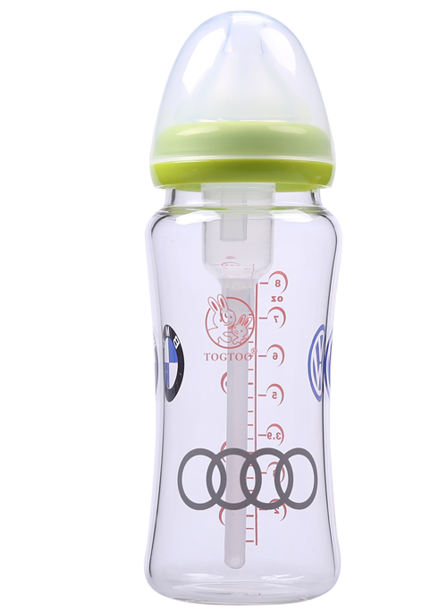 淘氣兔防脹氣玻璃奶瓶橘色綠色