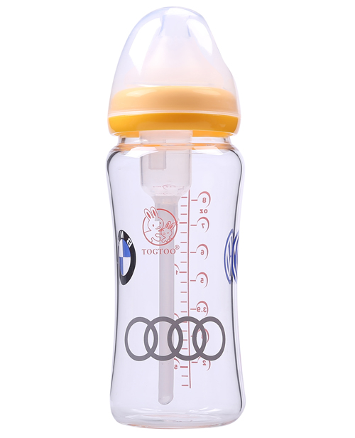 淘氣兔防脹氣玻璃奶瓶黃色