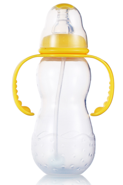 媽媽易300毫升PP全自動雙柄標(biāo)口梅花奶瓶黃色