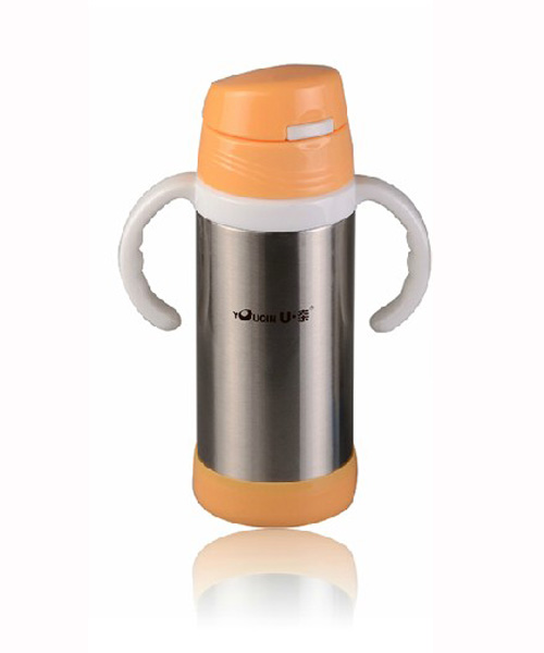 U親A306不銹鋼雙層保溫帶柄彈蓋吸水杯