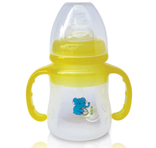 多比象帶柄嬰兒自動(dòng)奶瓶黃色