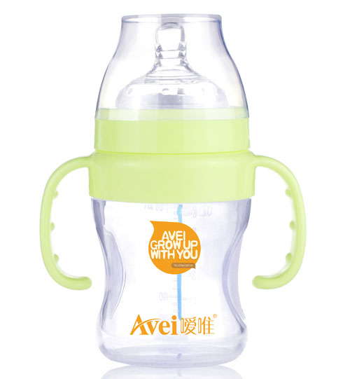 噯唯特寬口徑帶柄自動(dòng)感溫硅膠奶瓶(180ml)