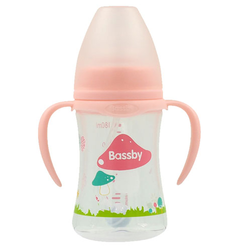 貝斯比寬口弧形PP自動奶瓶180ml紅色