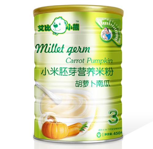艾比小熊胡蘿卜南瓜小米胚芽米粉3段聽裝