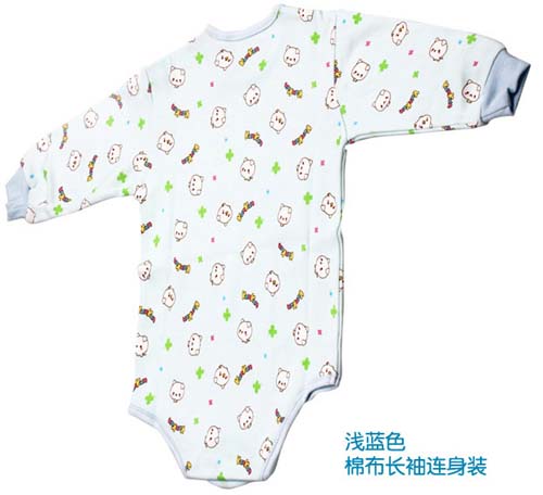 KUNKUN嬰兒棉布長袖連身裝淺藍(lán)色