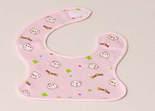 KUNKUN棉布印花嬰兒口水巾粉紅色