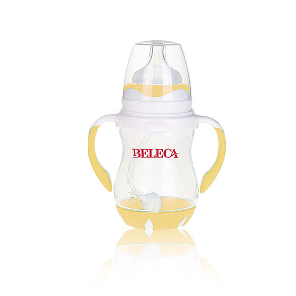 貝樂(lè)嘉黃色寬口弧形雙柄全自動(dòng)奶瓶