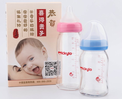 米奇樂(lè)鈦晶玻璃抗摔奶瓶