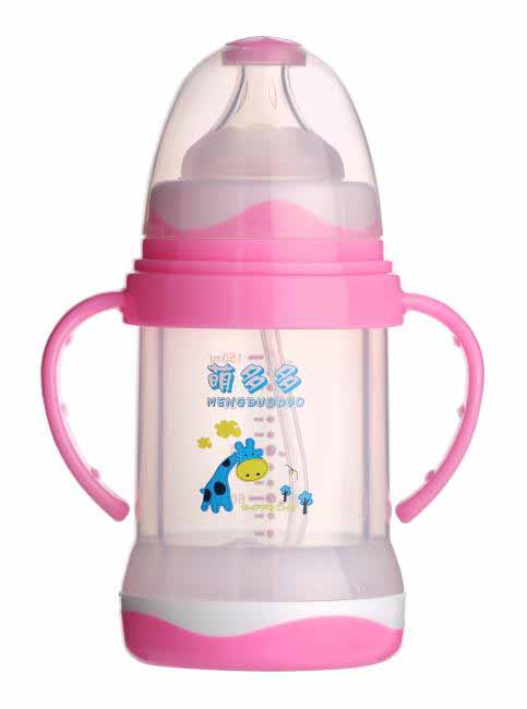 萌多多寬口直身晶鉆玻璃210ml全防護(hù)自動(dòng)奶瓶(紅色)
