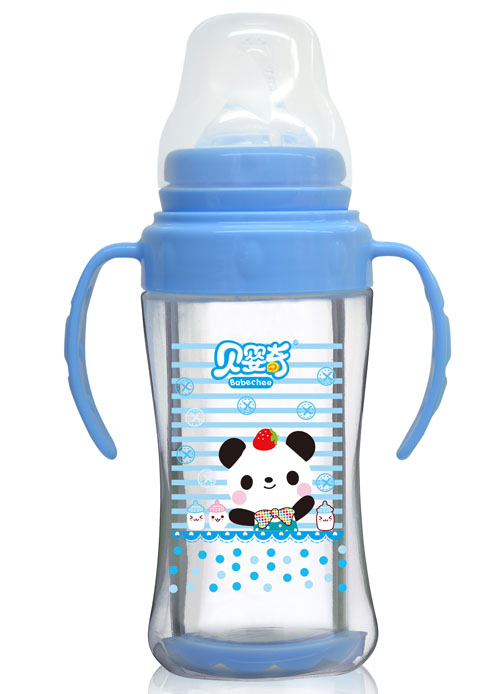 貝嬰奇240ml寬口雙層玻璃奶瓶藍(lán)色