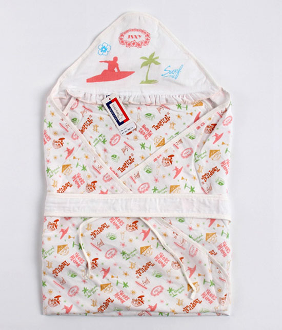 金色小魚(yú)純棉雙層紗布抱毯