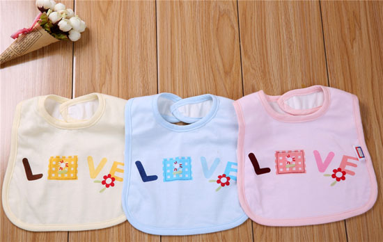 金色小魚(yú)單面素色純棉LOVE口水圍