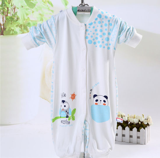 金色小魚竹纖維雙面熊寶寶哈衣