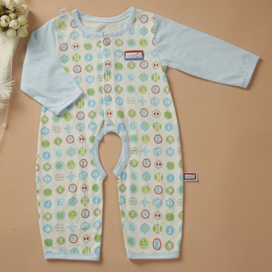 金色小魚(yú)純棉素色單面數(shù)字開(kāi)檔哈衣