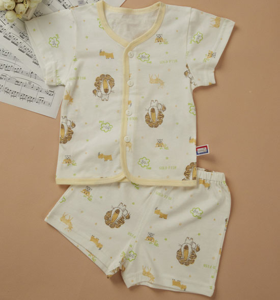 金色小魚(yú)精棉單面動(dòng)物樂(lè)園短袖桃開(kāi)套