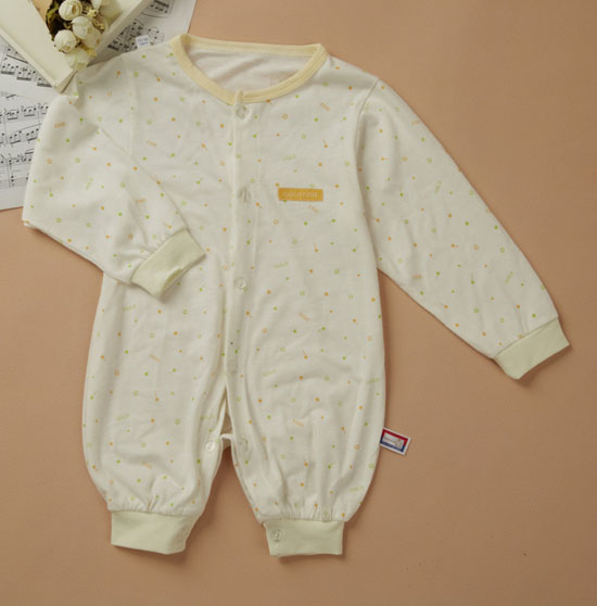 金色小魚(yú)白竹炭米白單面滿天星束口哈衣