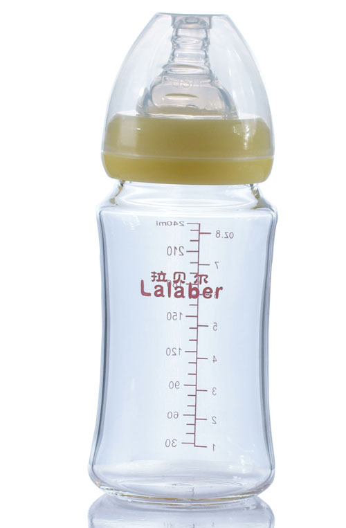 拉貝爾8安士寬口徑玻璃奶瓶黃色奶環(huán)