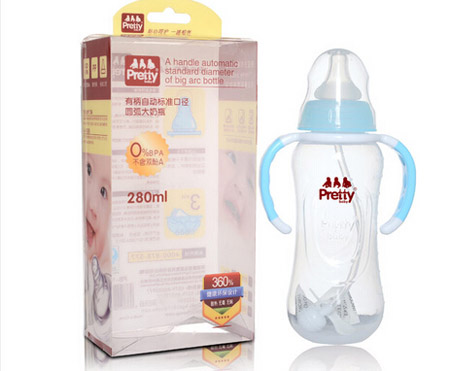 prettybaby有柄自動(dòng)標(biāo)準(zhǔn)口徑圓弧大奶瓶280ML