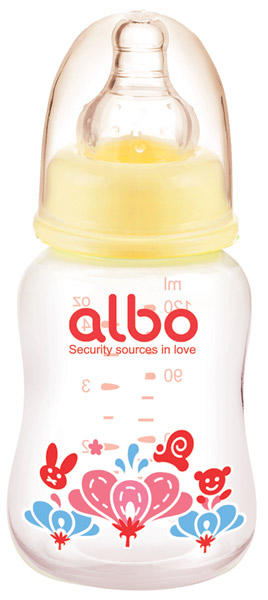 愛(ài)樂(lè)寶120ml標(biāo)口PP初生奶瓶黃花