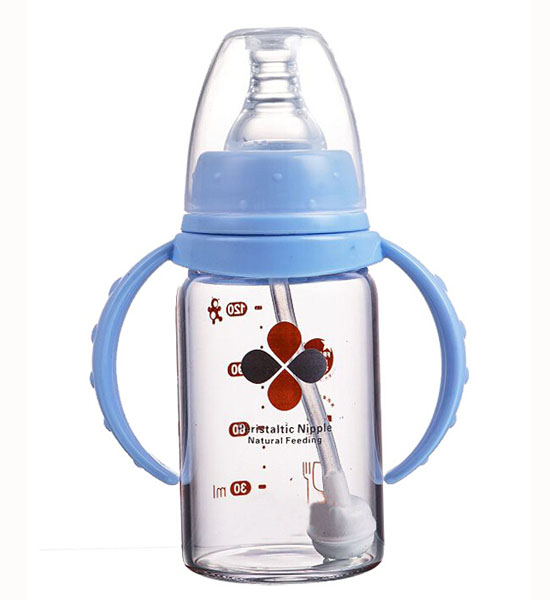 Happy100標(biāo)準(zhǔn)口徑玻璃奶瓶藍色