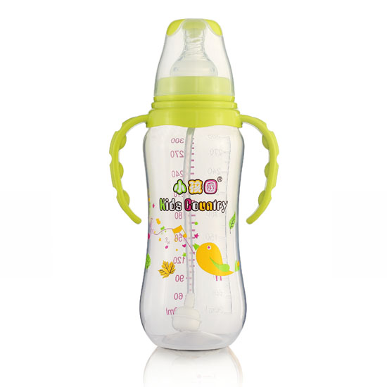 小孩國標口自動弧形PP安全奶瓶300 ML青色