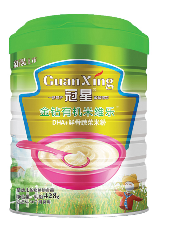 冠星DHA+鮮骨蔬菜金鉆有機米維樂428克聽裝