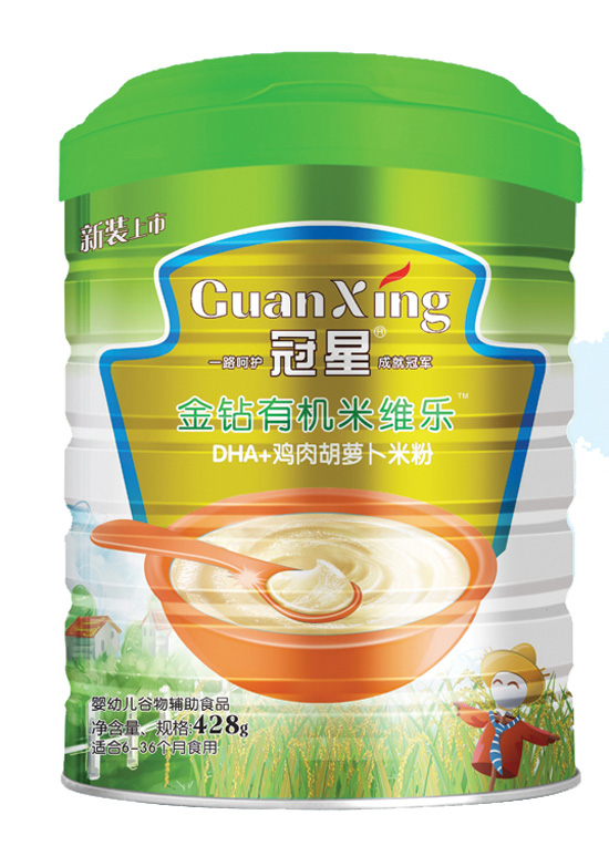 冠星DHA+雞肉胡蘿卜金鉆有機米維樂428克聽裝