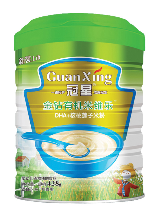 冠星DHA+核桃蓮子金鉆有機(jī)米維樂(lè)428克聽裝