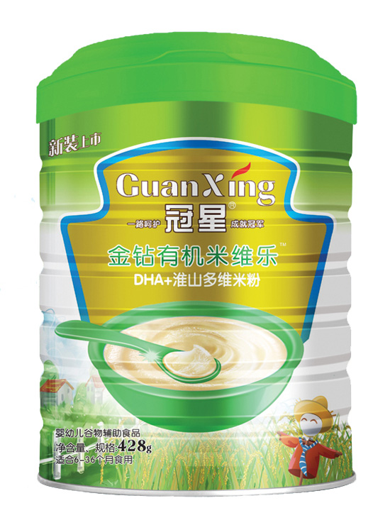 冠星DHA+淮山多維金鉆有機(jī)米維樂428克聽裝