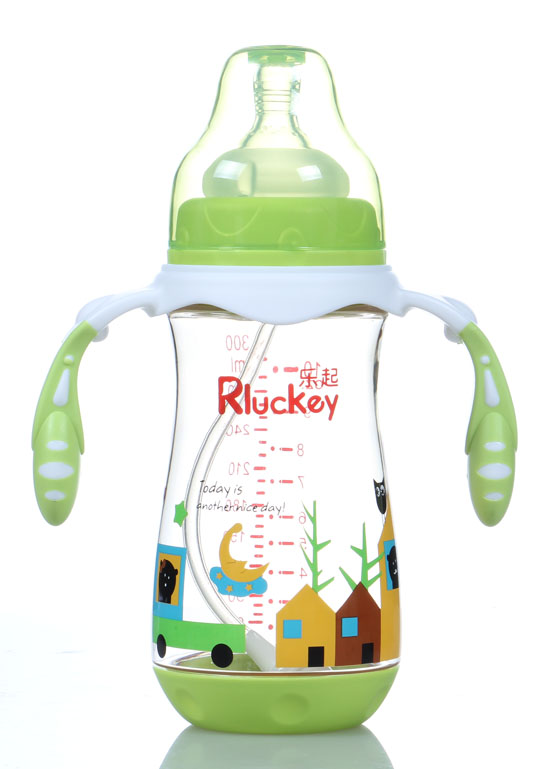 樂起弧形有耳PPSU奶瓶綠色300ml