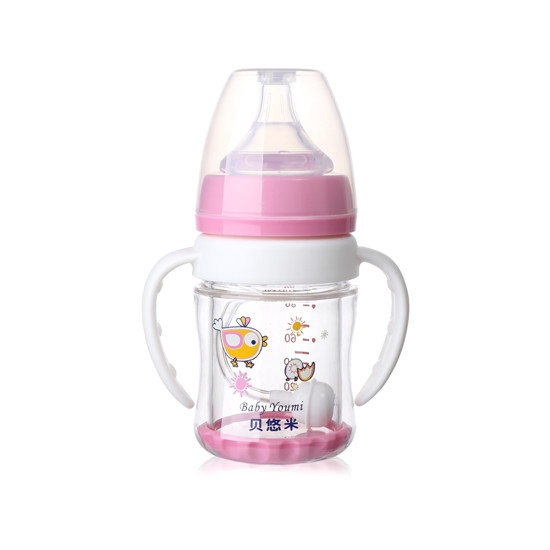 貝悠米玻璃奶瓶80ml粉色