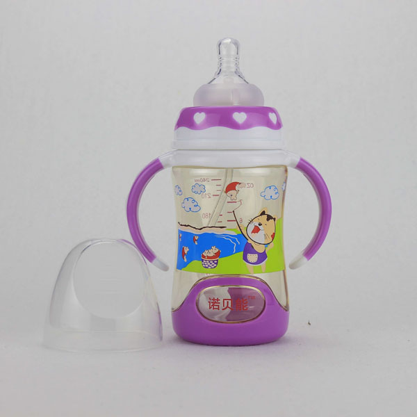 諾貝能嬰幼兒奶瓶帶柄紫色