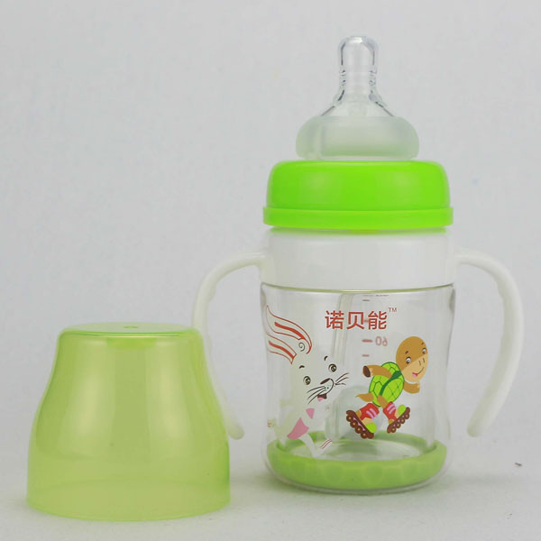 諾貝能嬰幼兒奶瓶青色兔子圖案