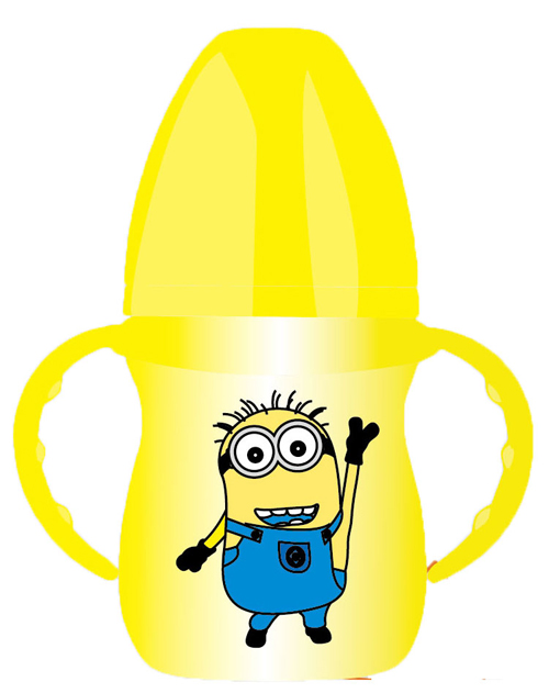 紐優(yōu)寬口包膠感溫玻璃奶瓶150m黃色