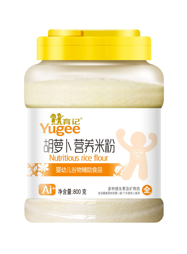 育記胡蘿卜營(yíng)養(yǎng)米粉800克透明桶裝