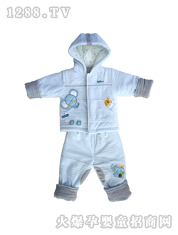 安嬰寶藍(lán)色前開連帽套