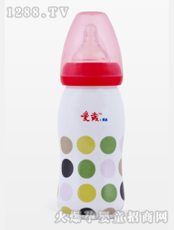 愛歲采晶骨瓷斑點(diǎn)大奶瓶紅色