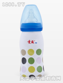 愛歲采晶骨瓷斑點(diǎn)大奶瓶藍(lán)色