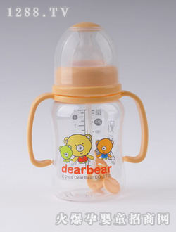 自動寬口徑奶瓶+握把250ml