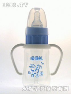 實(shí)感帶柄防嗆PP奶瓶120mL藍(lán)驢