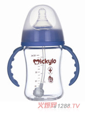 米奇樂(lè)晶鉆玻璃寬口自動(dòng)奶瓶150ml