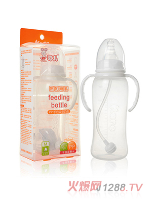 可兒KR-1026 標(biāo)口手把吸管PP奶瓶 260ml