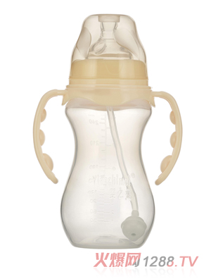 嬰之美寬口雙耳自動(dòng)葫蘆PP奶瓶270ML乳白色