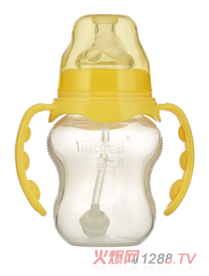 嬰之美寬口雙耳自動(dòng)葫蘆PP奶瓶210ML黃色