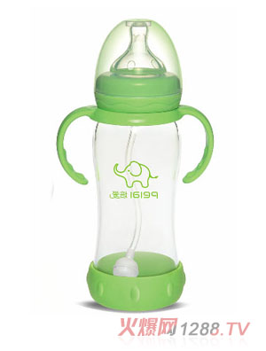 培愛(ài)寬口徑葫蘆玻璃奶瓶（變色安全硅膠套280ml