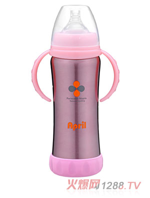 愛(ài)普麗不銹鋼保溫奶瓶210ml粉色