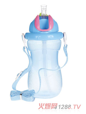 貝樂嘉藍(lán)色嬰兒帶背帶寶寶水壺