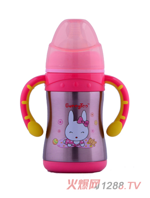 Bunnytoo不銹鋼保溫奶瓶220ml粉色
